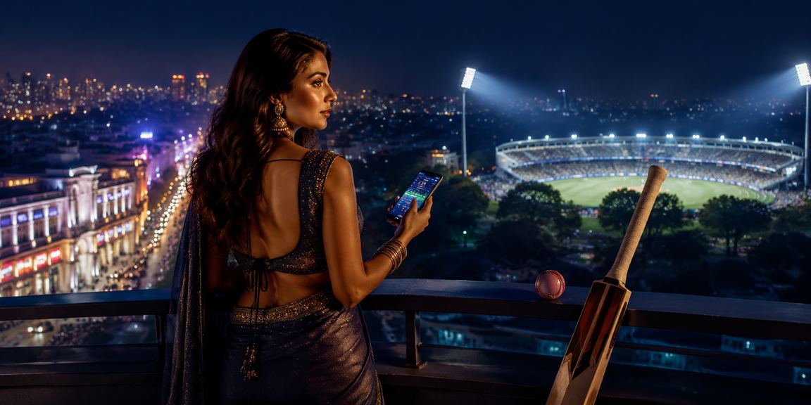 Delhi Connaught Place illuminated with neon lights symbolizing tech and entertainment
